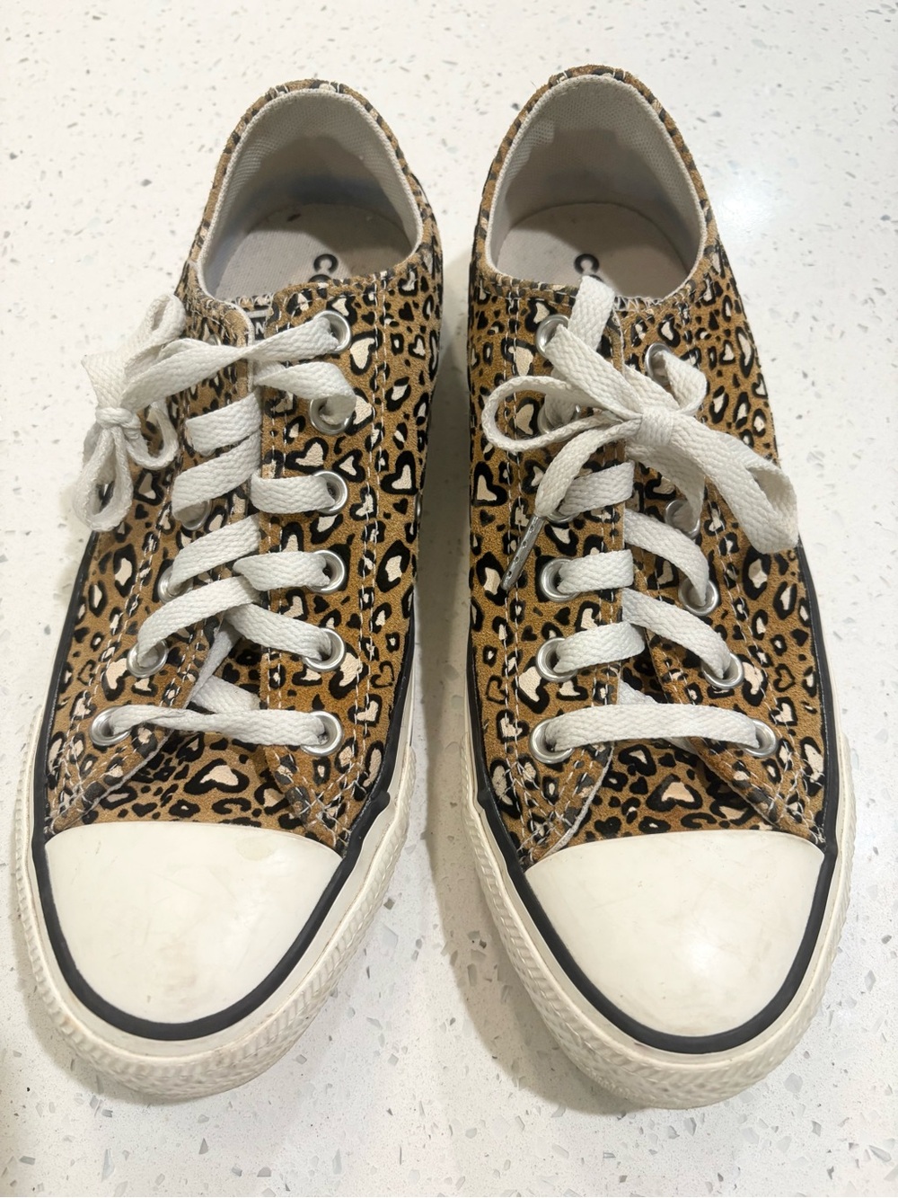 Leopard Print Canvas Sneakers - White Laces